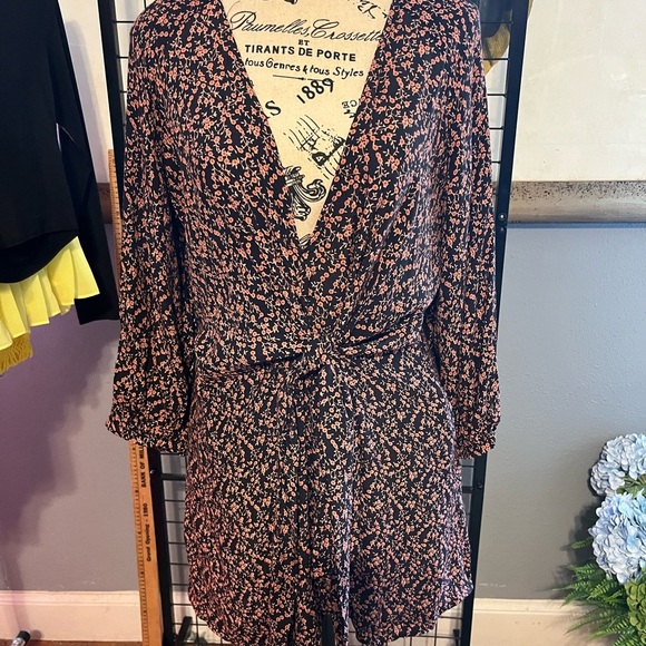 Free People Black and Pink Floral Long Sleeve Dress - Picture 3 of 9